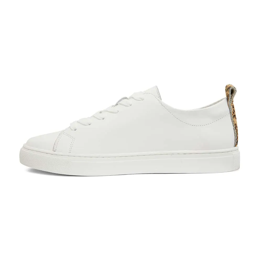 Love Sneaker in White And Animal Print Leather