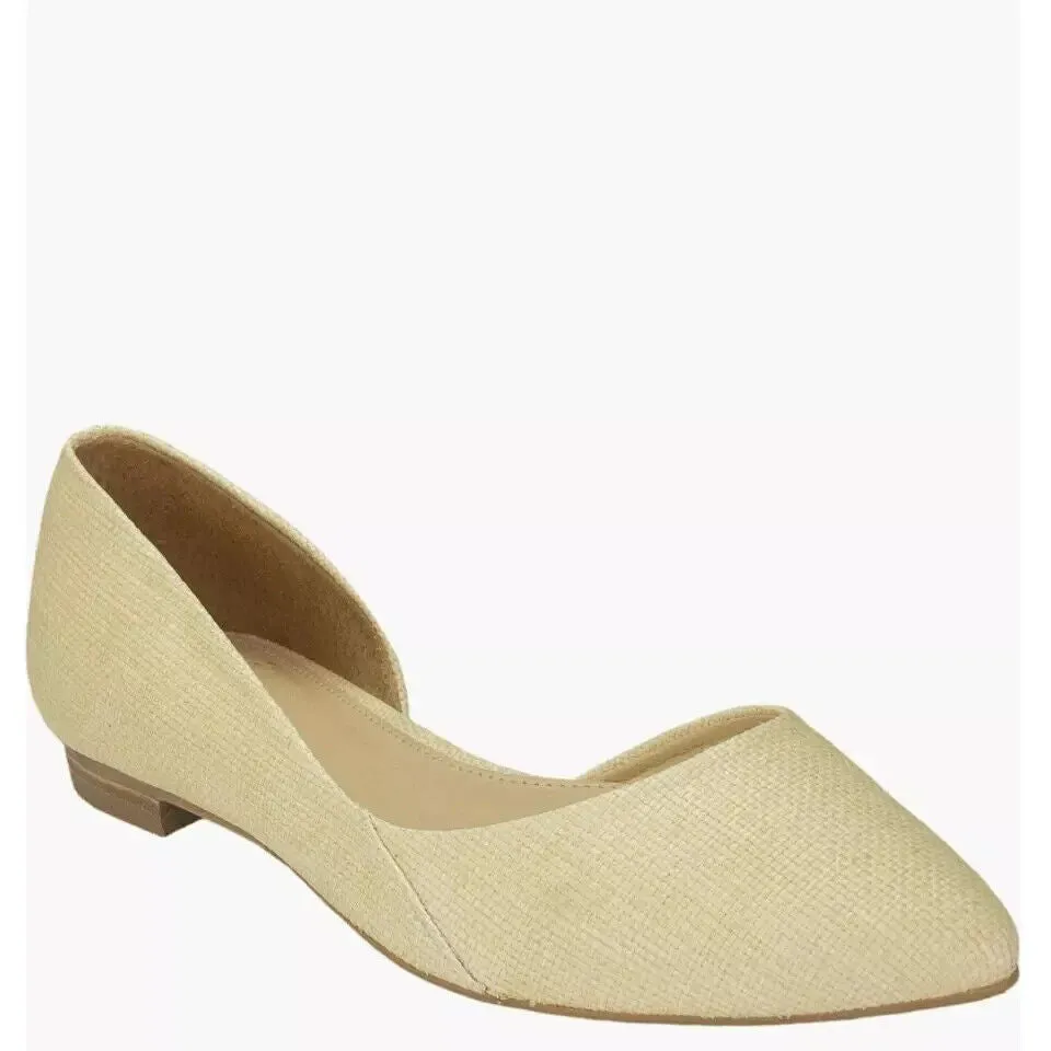Marc Fisher LTD Sunny Ballet Flat Women's 6.5 Light Natural Slip On Shoes FZP050 (Light Natural,6.5)