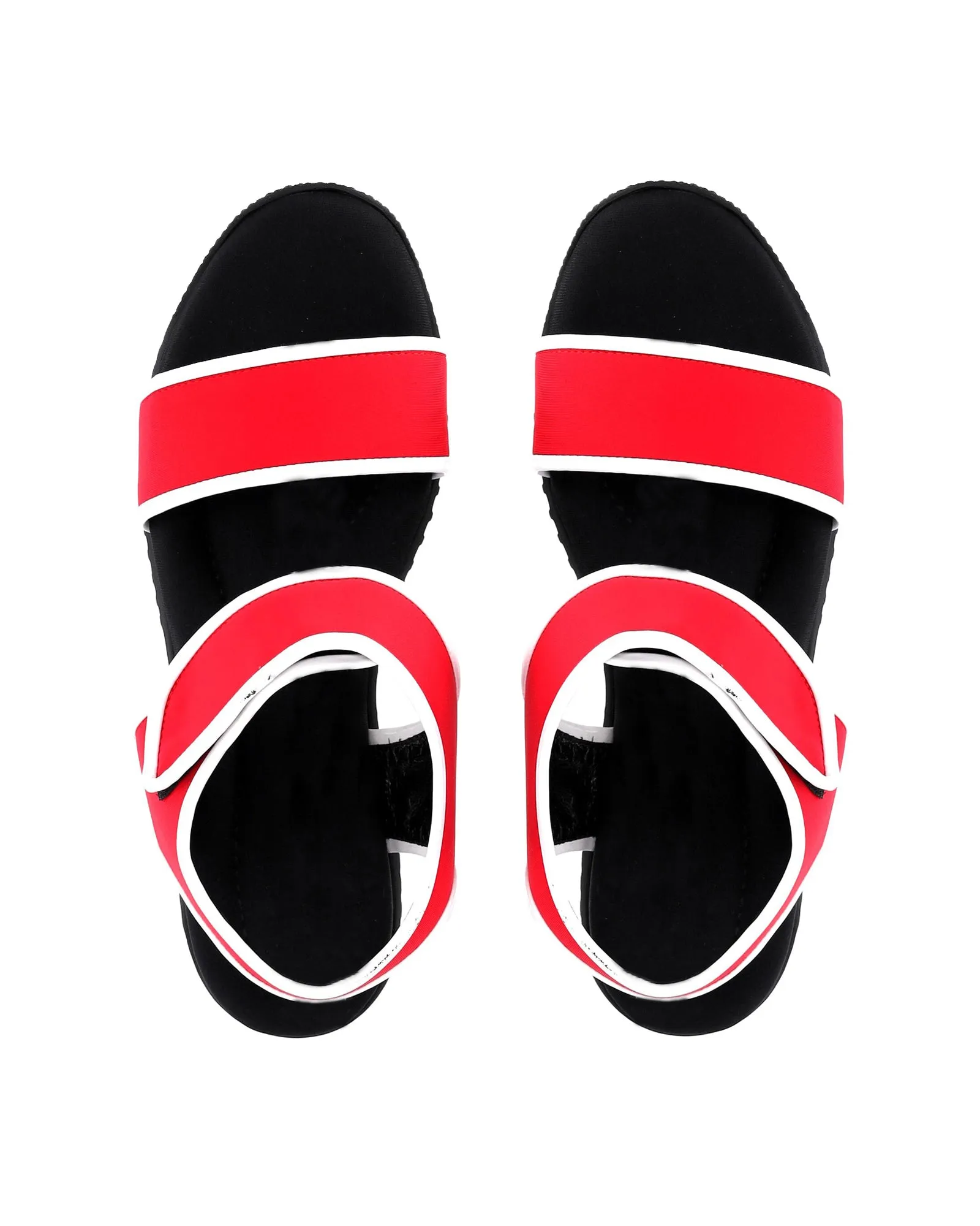 Marni Hook-and-Loop Scuba Sandals in Red Synthetic Textile