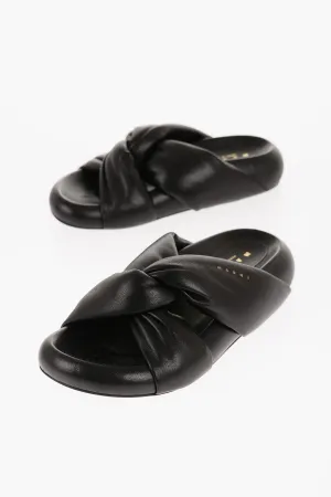 Marni Padded Leather Sadals With Braided Band
