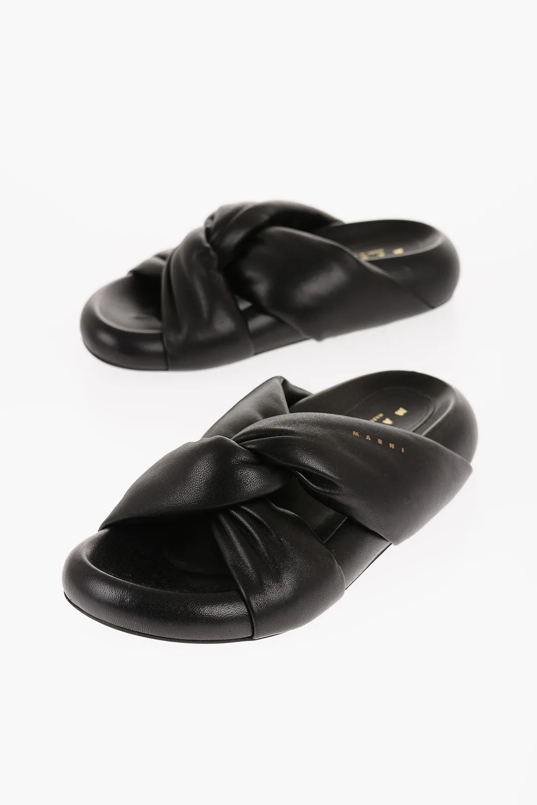 Marni Padded Leather Sadals With Braided Band