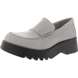 Maus Womens Block Heel Leather Loafers