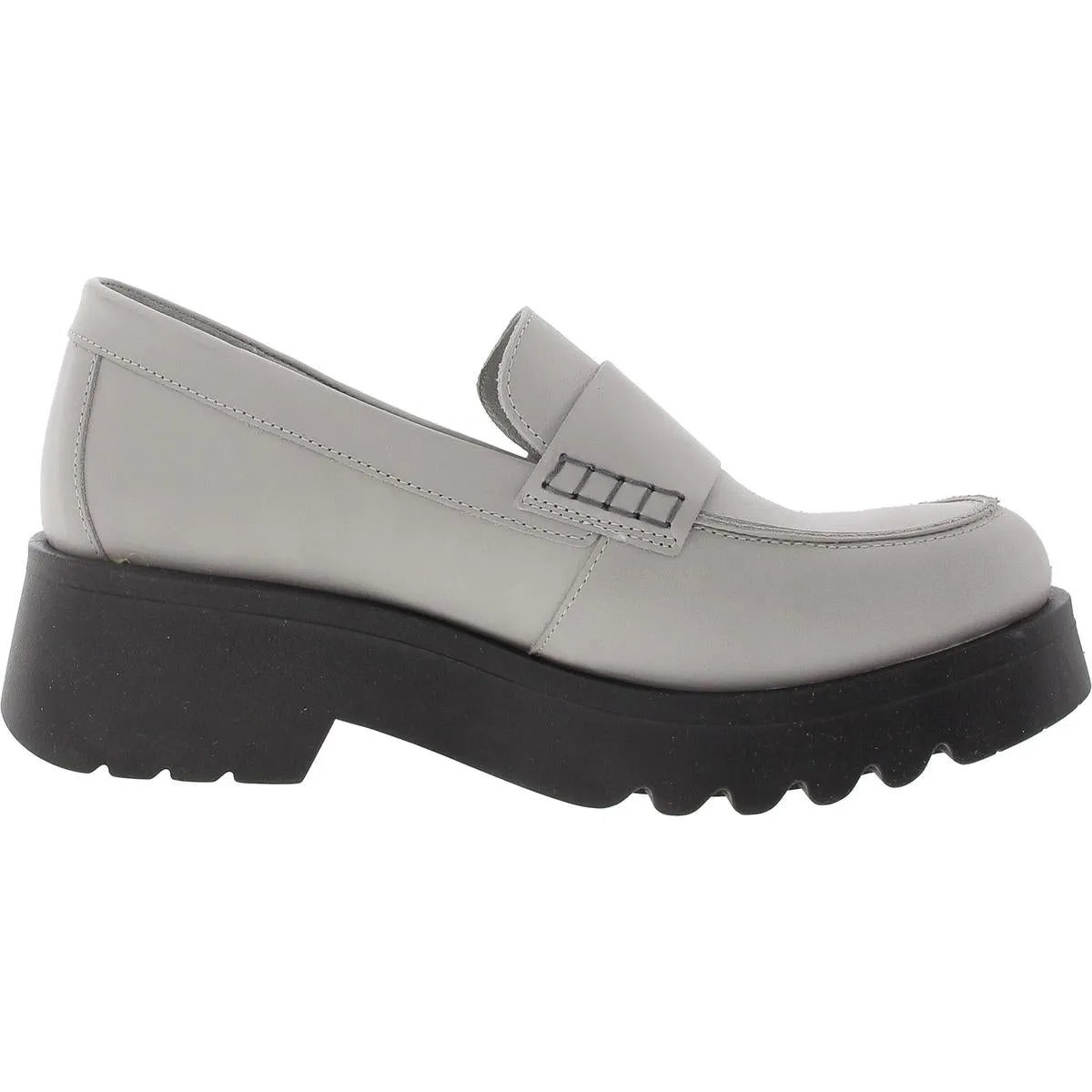 Maus Womens Block Heel Leather Loafers