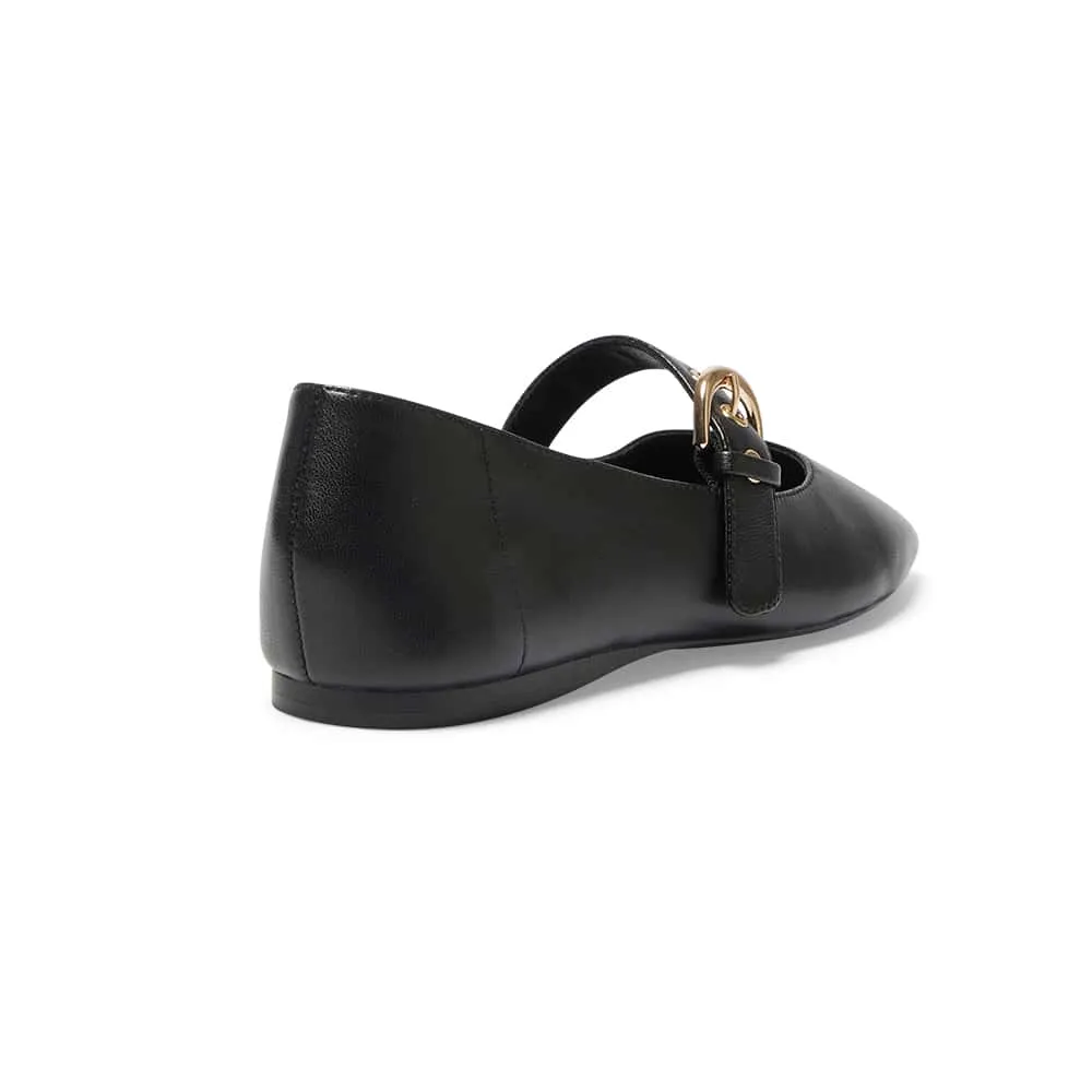 Melrose Flat in Black Leather
