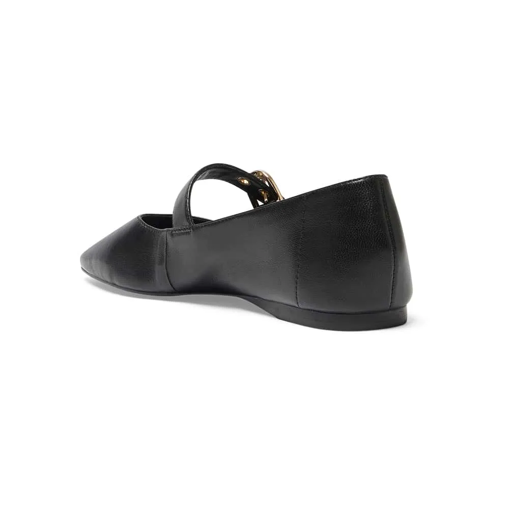 Melrose Flat in Black Leather