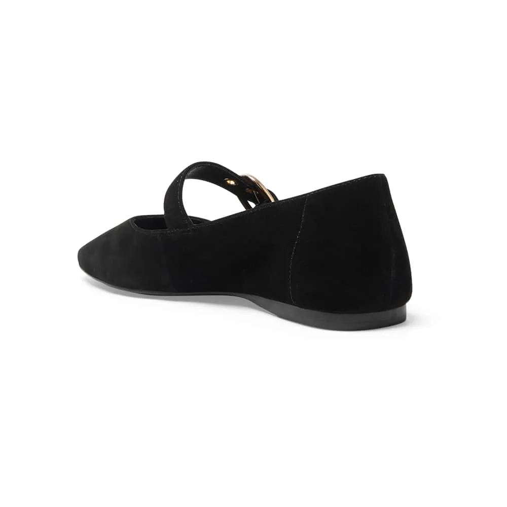 Melrose Flat in Black Suede