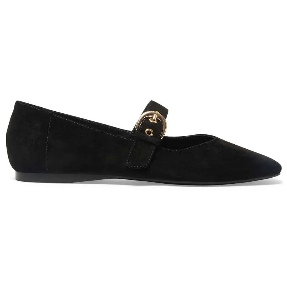 Melrose Flat in Black Suede