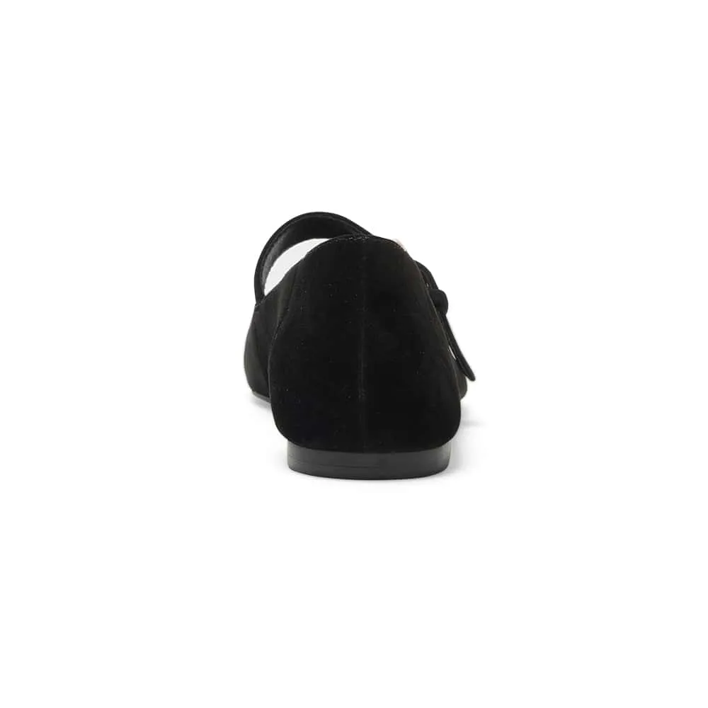 Melrose Flat in Black Suede