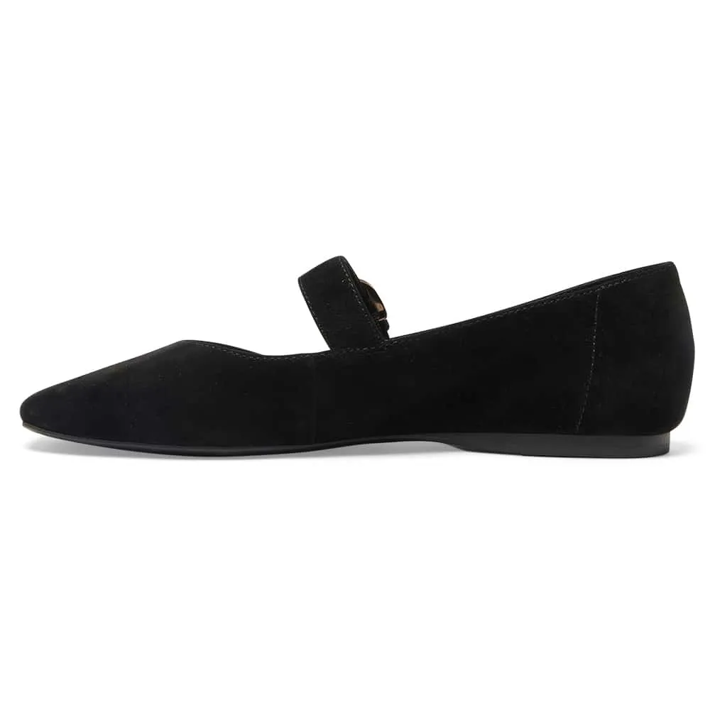 Melrose Flat in Black Suede