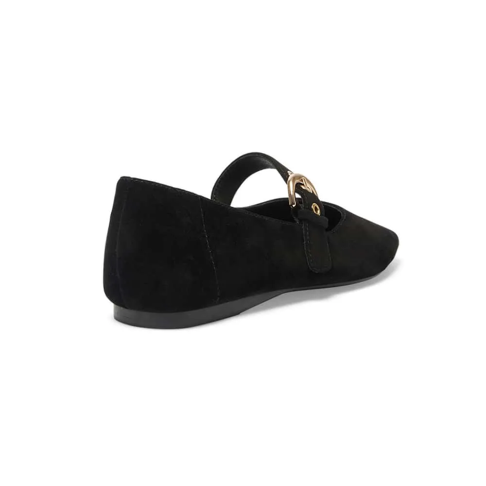 Melrose Flat in Black Suede