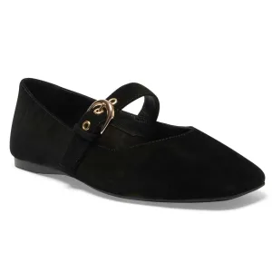 Melrose Flat in Black Suede