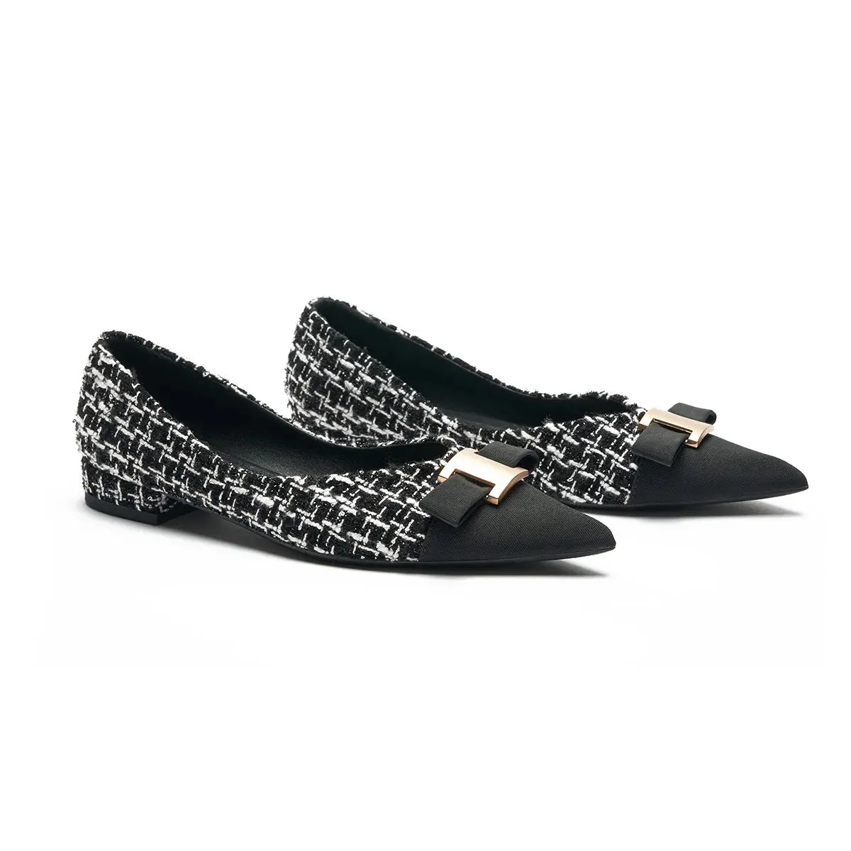 Metal Tie Tweed Flats (Aida)