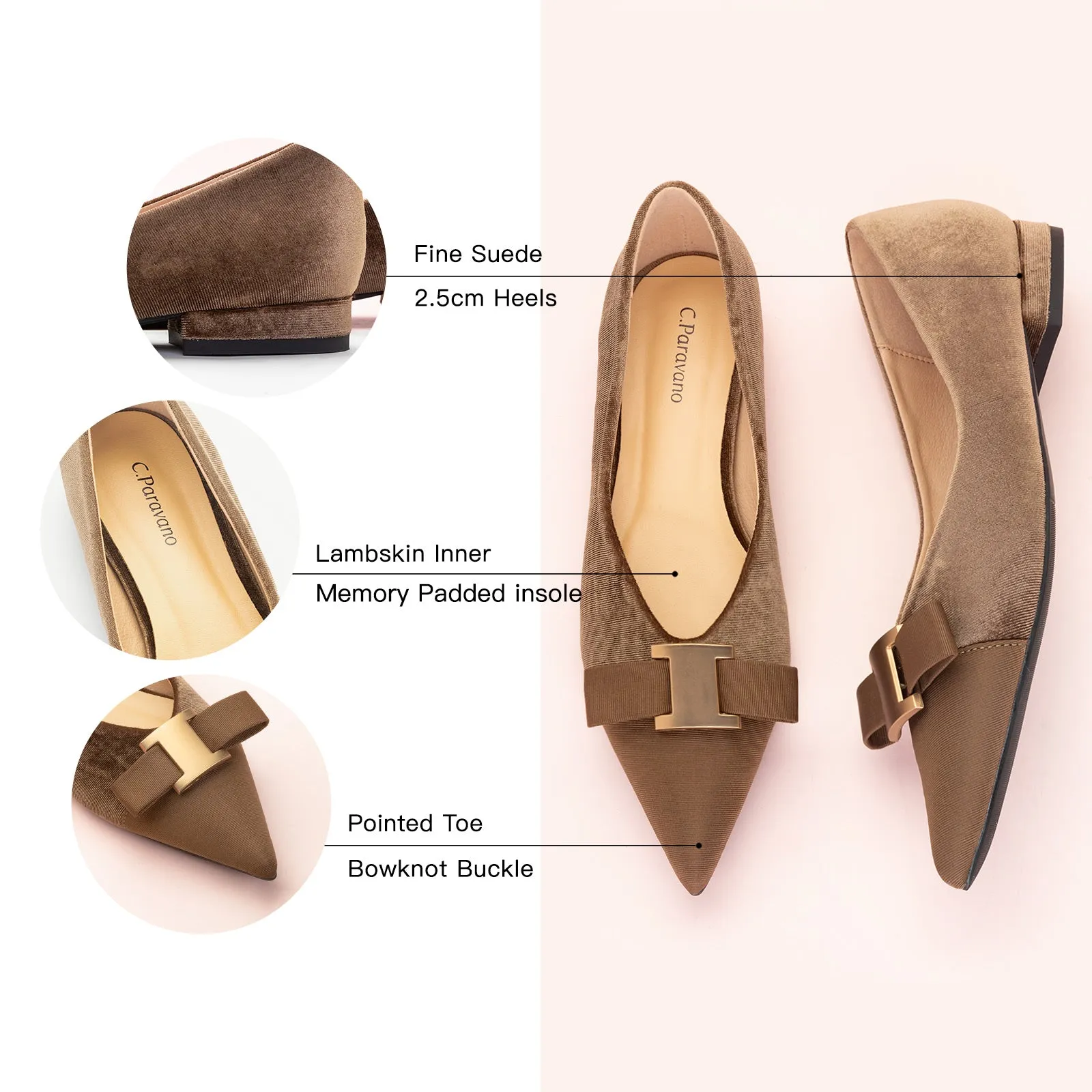 Metal Tie Velvet Flats (Aida)