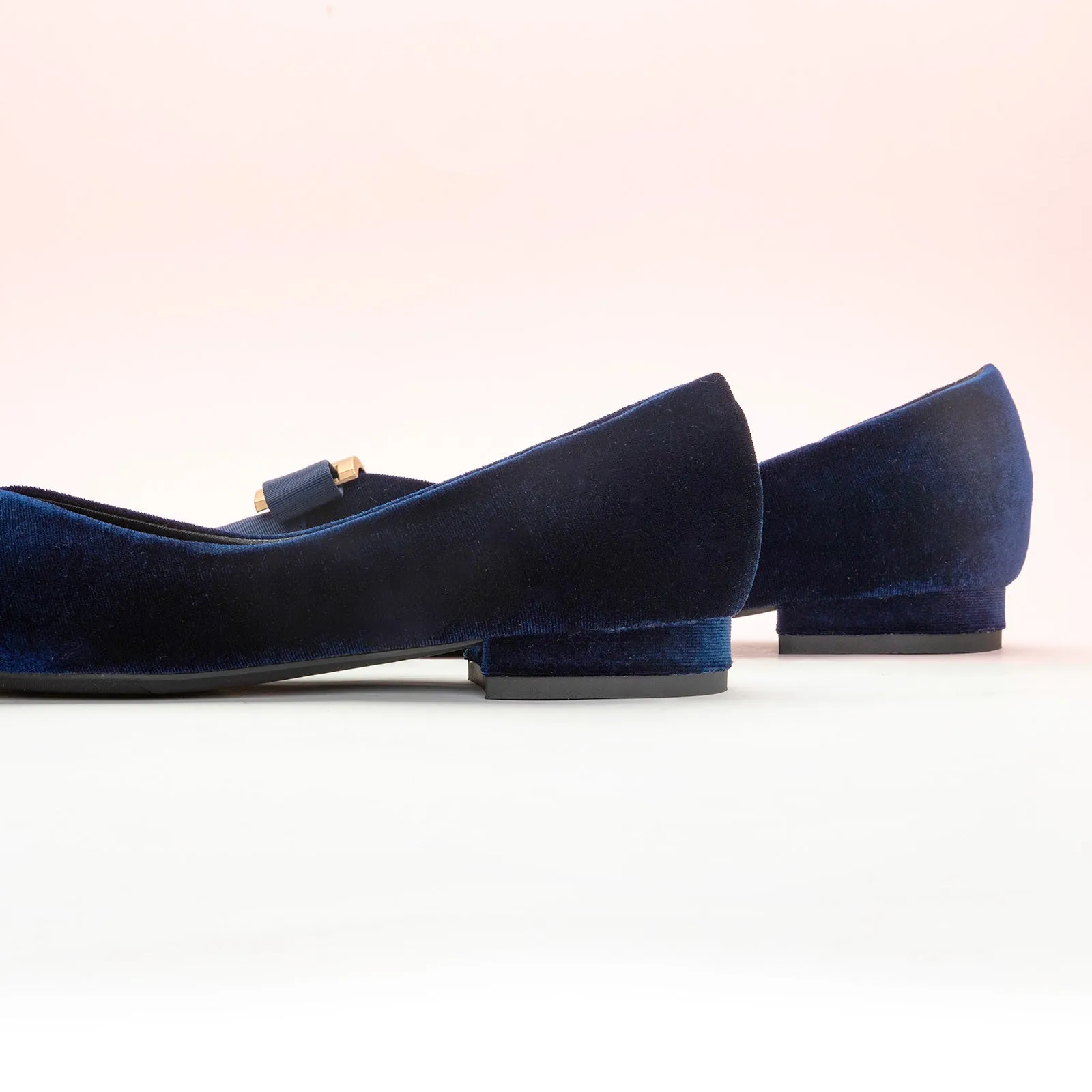 Metal Tie Velvet Flats (Aida)