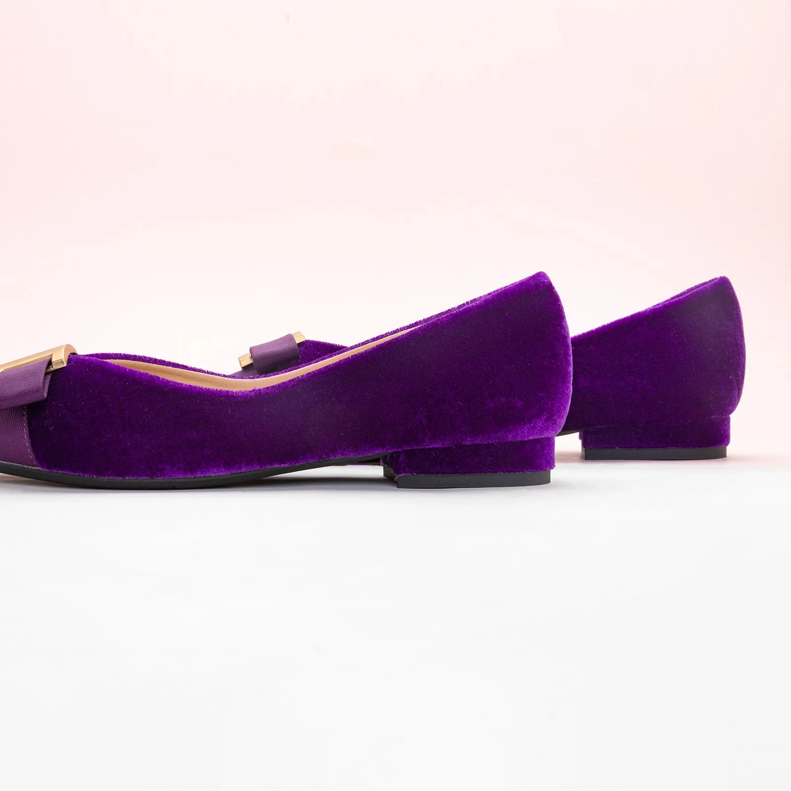 Metal Tie Velvet Flats (Aida)