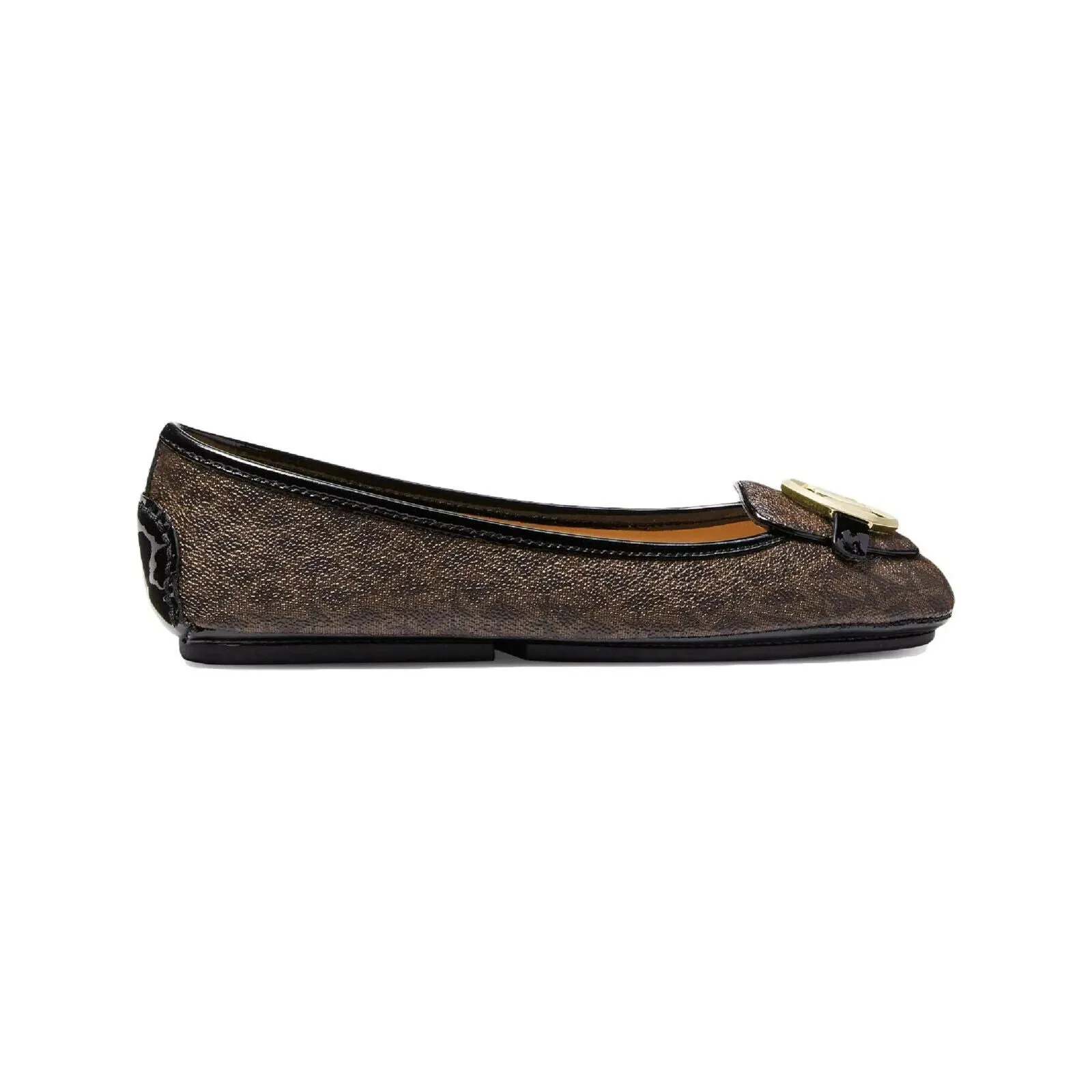 Michael Kors Lillie Flats Women Brown Faux Leather Mini MK Logo Moccasins FZP220 (Brown,8.5)