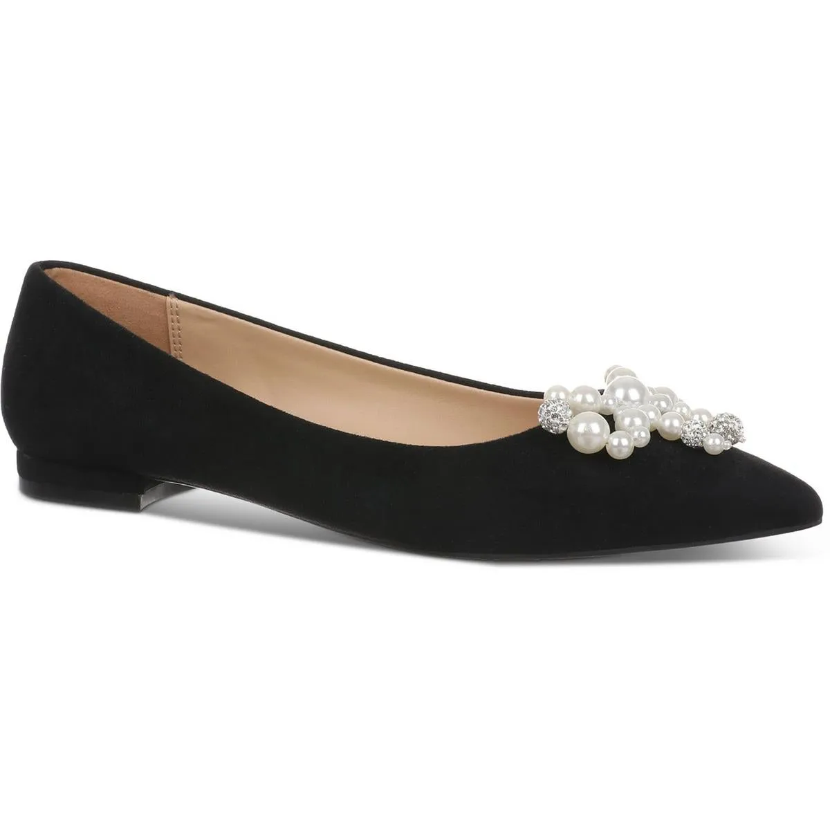 Millee Womens Faux Suede Embellished Ballet Flats