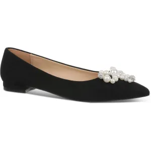 Millee Womens Faux Suede Embellished Ballet Flats
