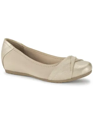 Mitsy Womens Faux Leather Twist Front Ballet Flats