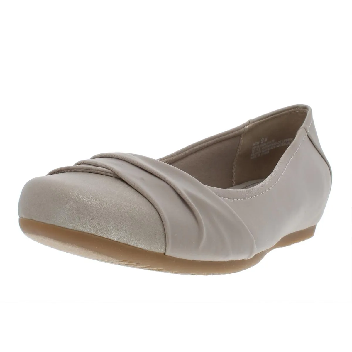 Mitsy Womens Faux Leather Twist Front Ballet Flats