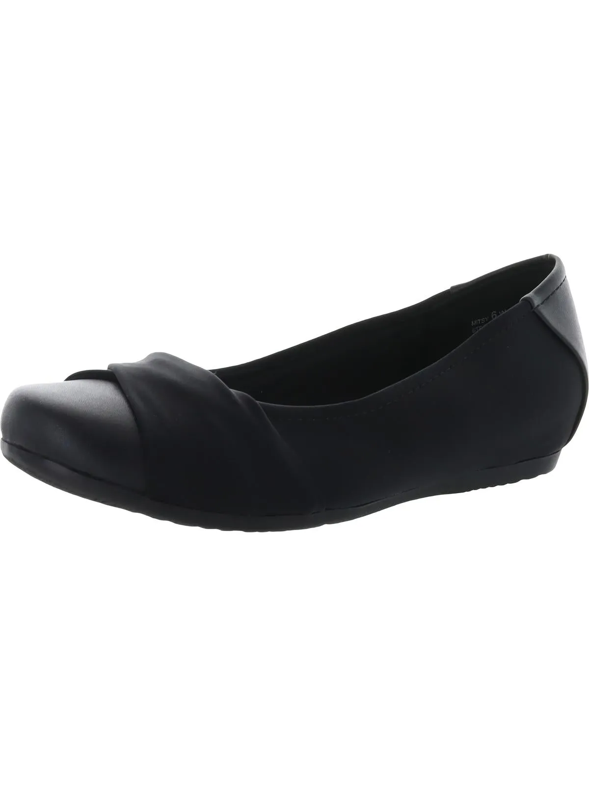 Mitsy Womens Faux Leather Twist Front Ballet Flats