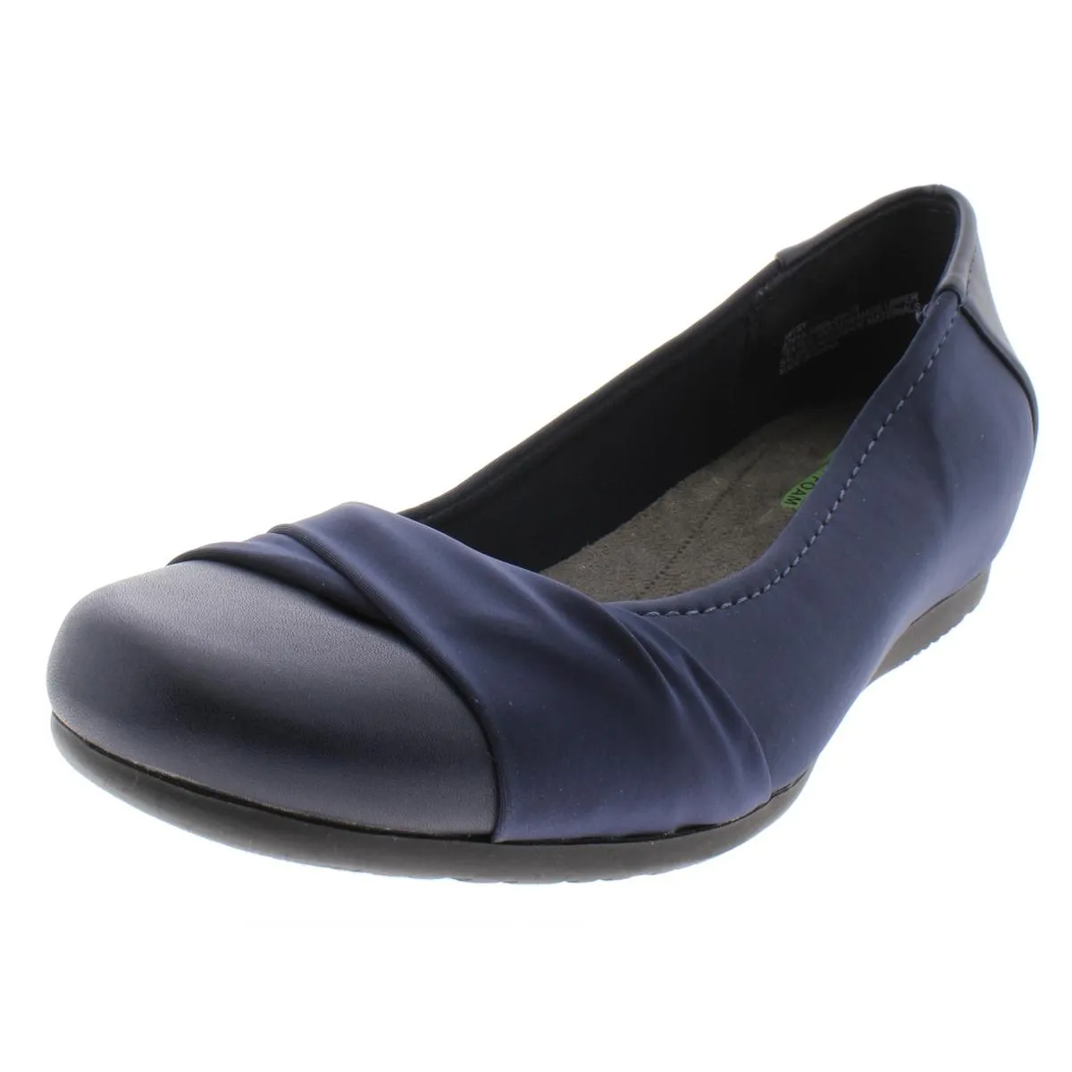 Mitsy Womens Faux Leather Twist Front Ballet Flats