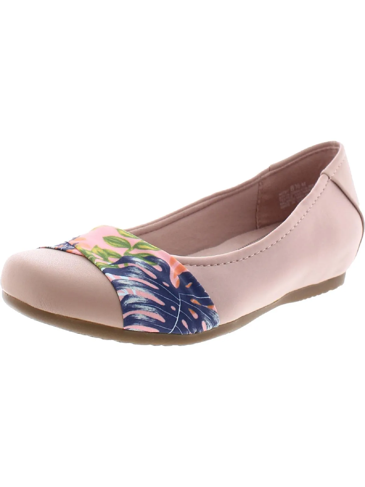 Mitsy Womens Faux Leather Twist Front Ballet Flats