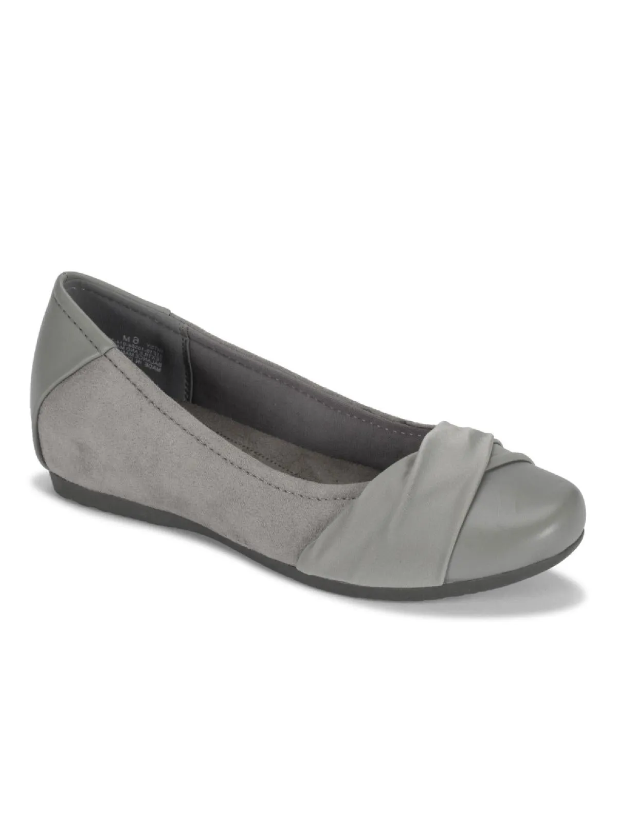 Mitsy Womens Faux Leather Twist Front Ballet Flats