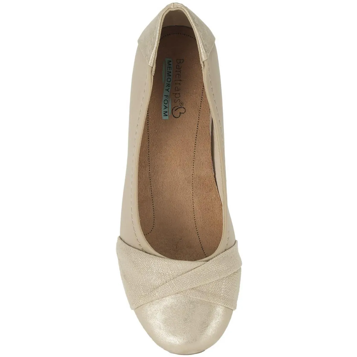 Mitsy Womens Faux Leather Twist Front Ballet Flats
