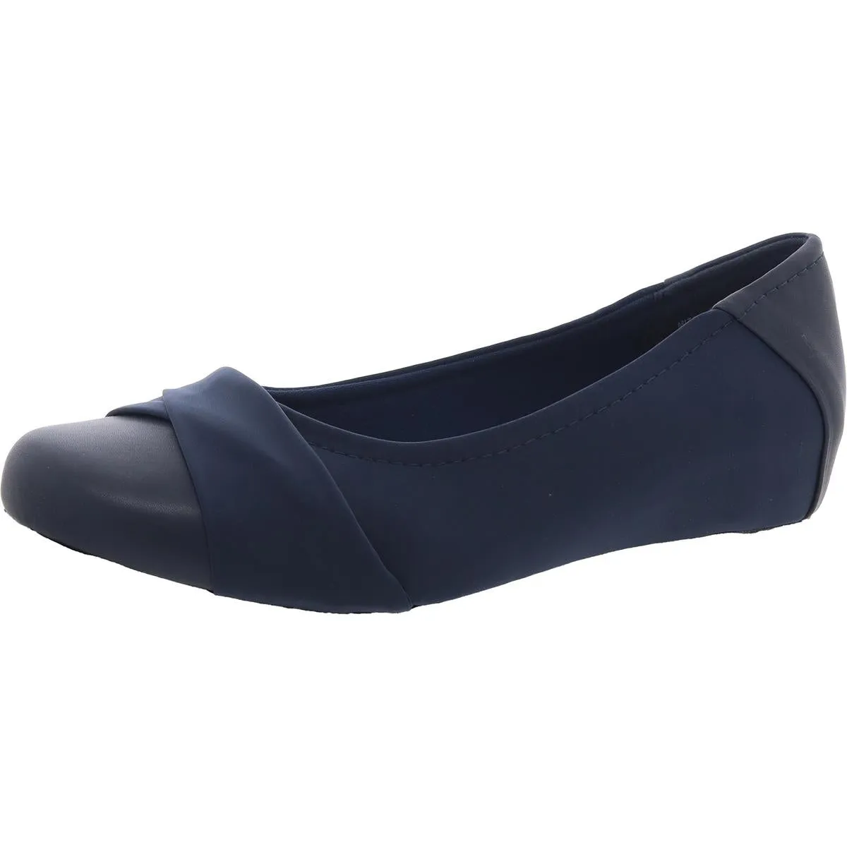 Mitsy Womens Faux Leather Twist Front Ballet Flats