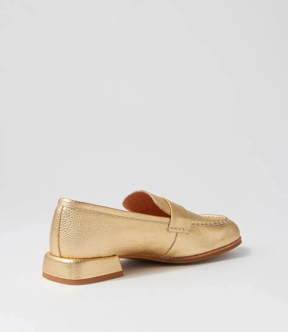 Mollini Clarify Gold Tumble Leather Loafers