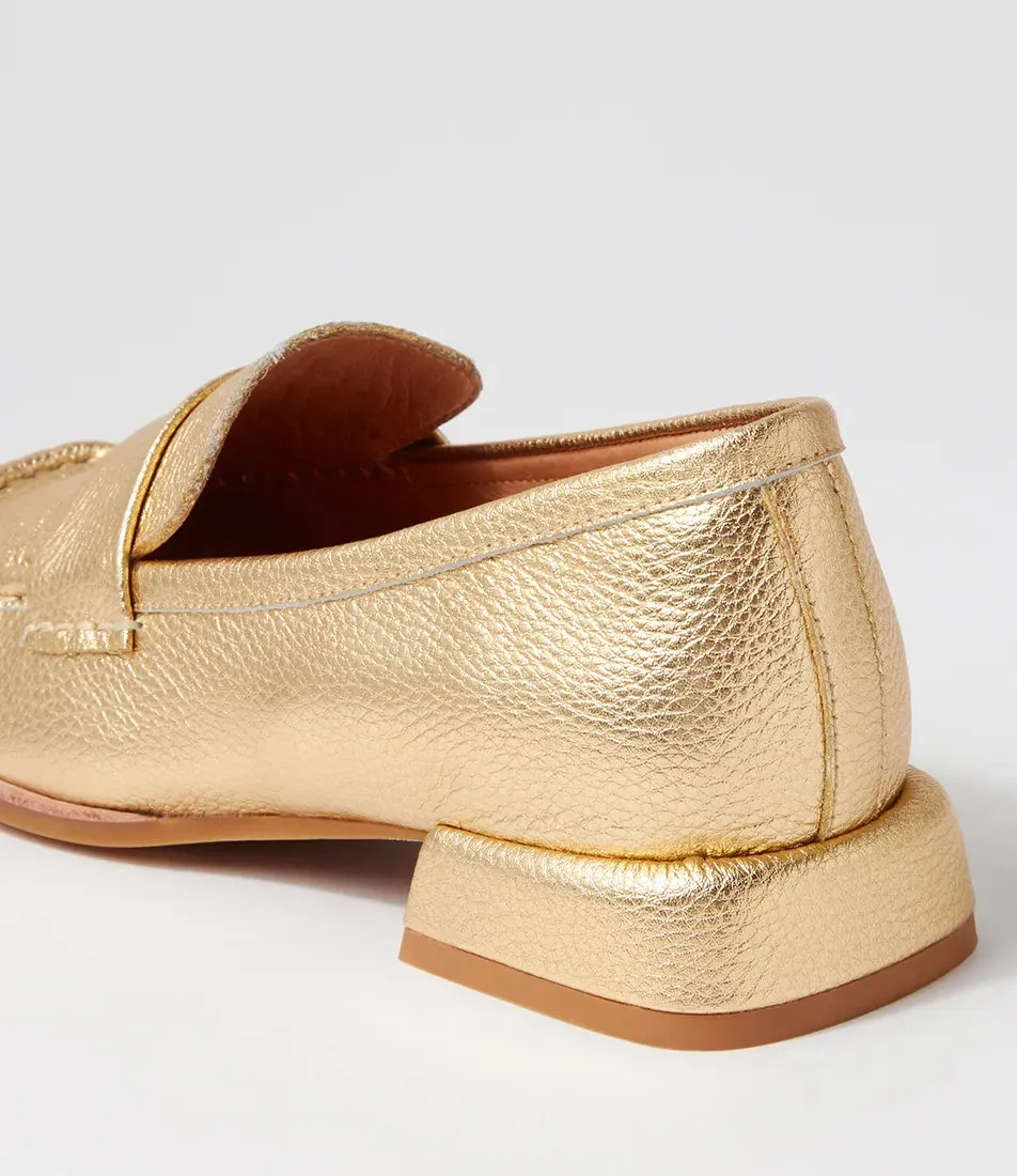Mollini Clarify Gold Tumble Leather Loafers