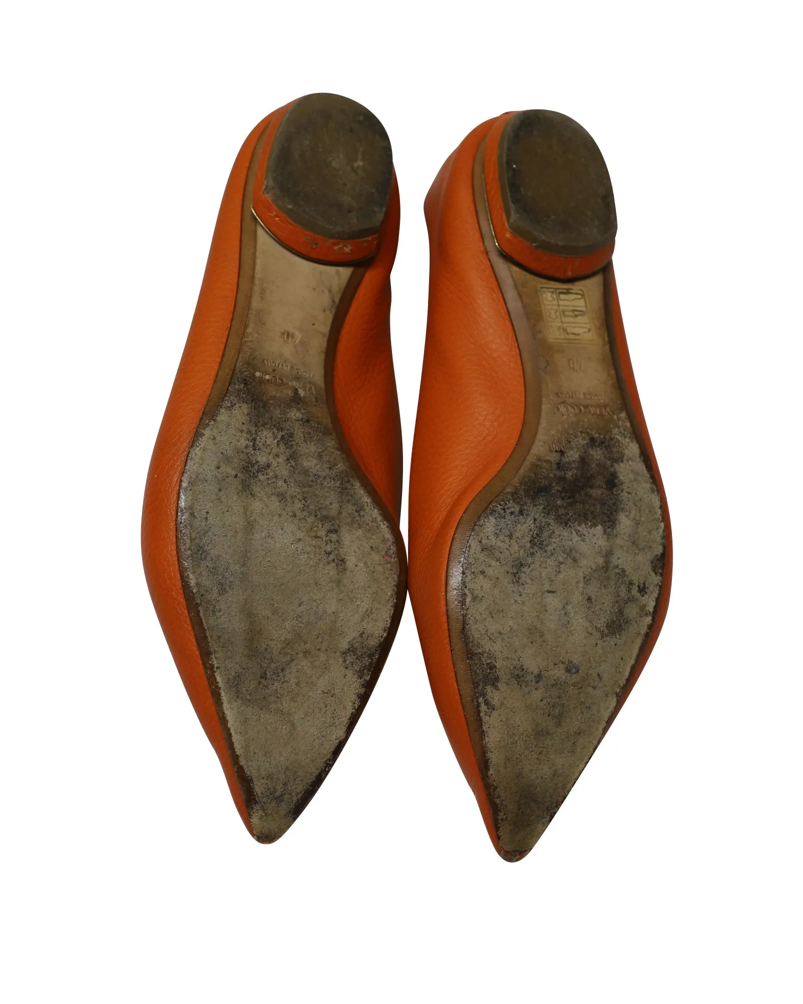 Nicholas Kirkwood Beya Pointed Flats in Orange Leather