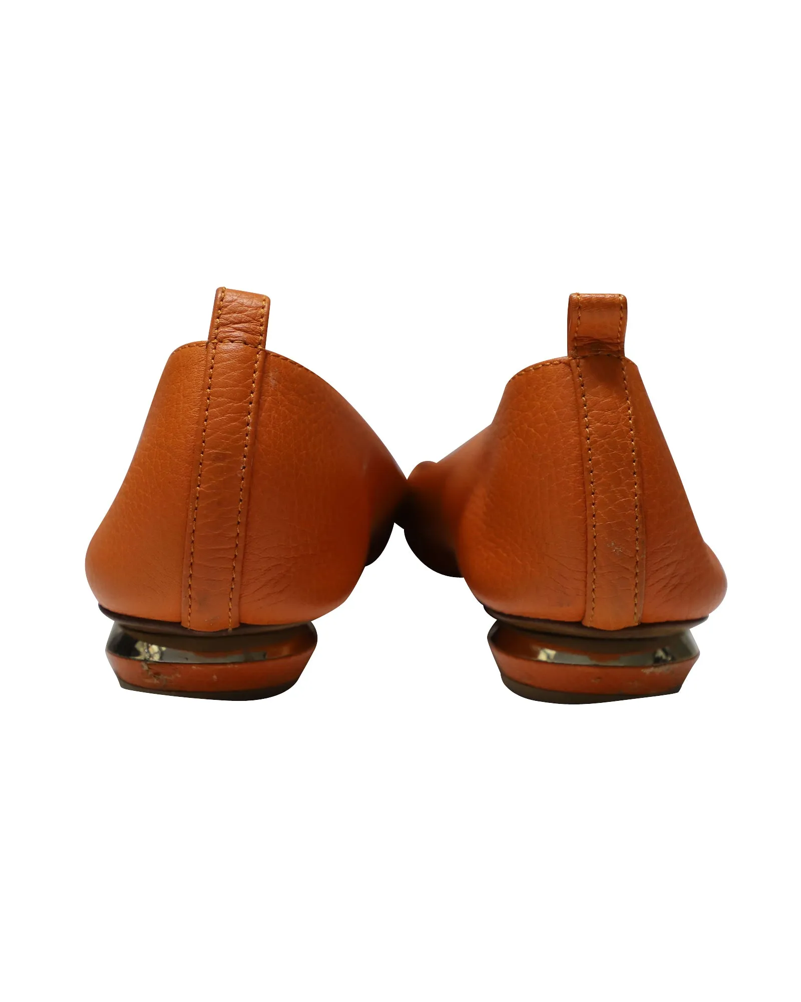 Nicholas Kirkwood Beya Pointed Flats in Orange Leather