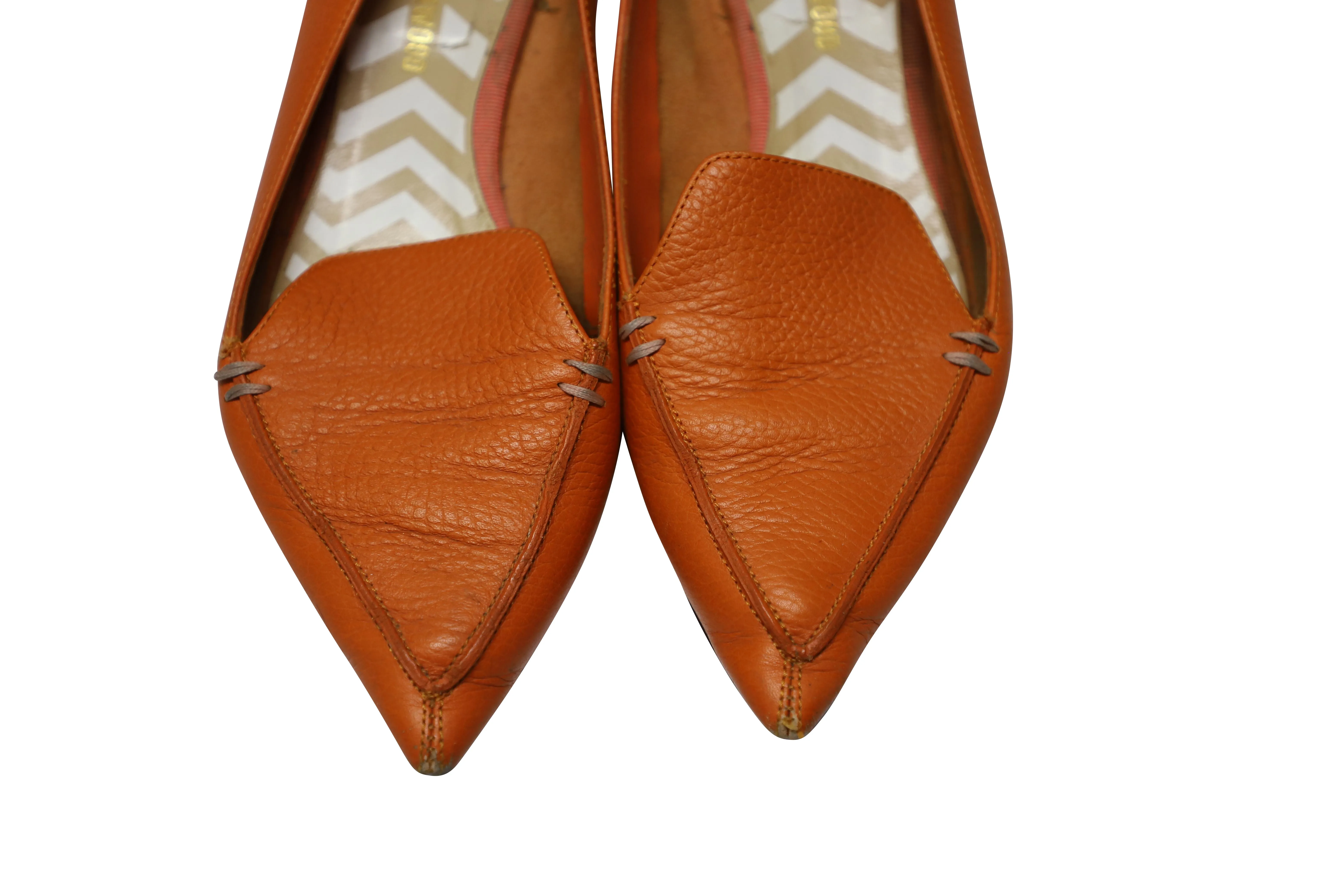 Nicholas Kirkwood Beya Pointed Flats in Orange Leather