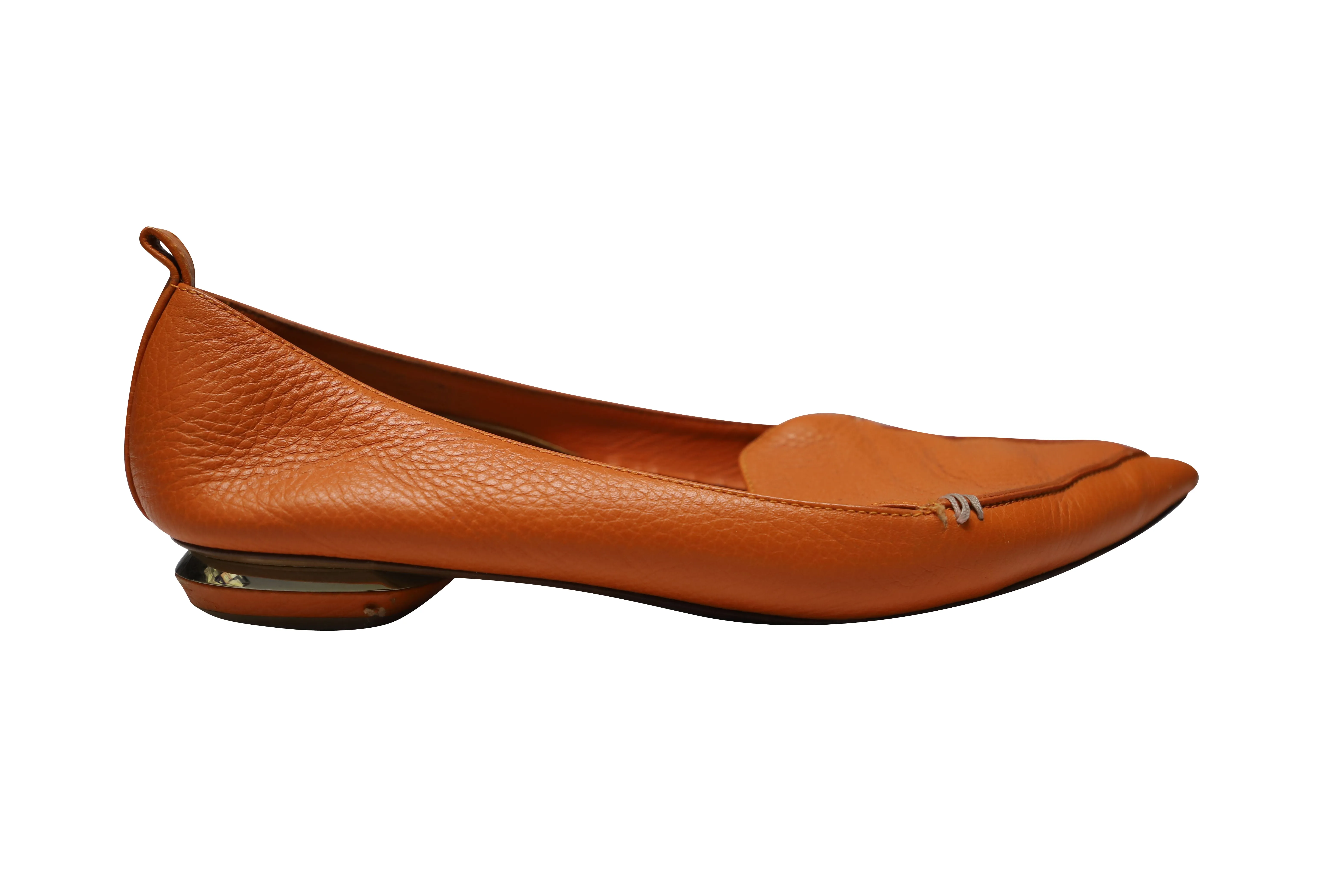 Nicholas Kirkwood Beya Pointed Flats in Orange Leather