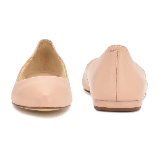 Nine West Speakup Ballet Flat Women's 12 Beige Leather Almond Toe Slip-On FZP320