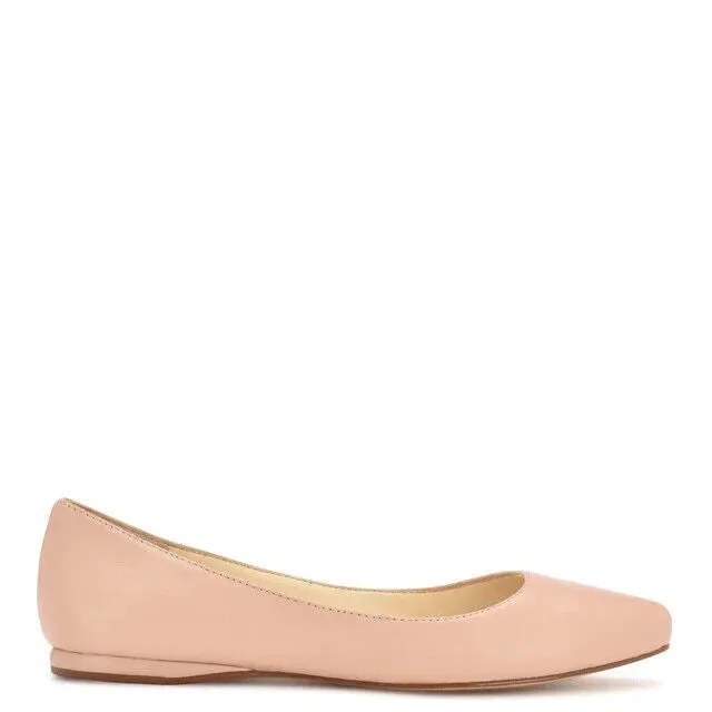 Nine West Speakup Ballet Flat Women's 12 Beige Leather Almond Toe Slip-On FZP320