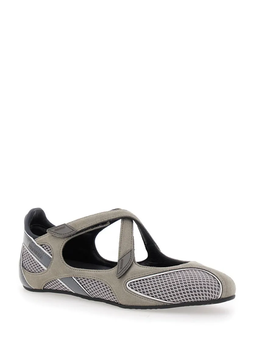 Nomad' Grey Ballet Shoes With Criss-Crossed Straps