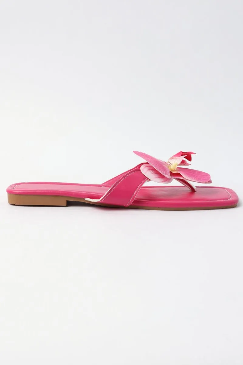 Pink Orchid Decor Flat Sandals