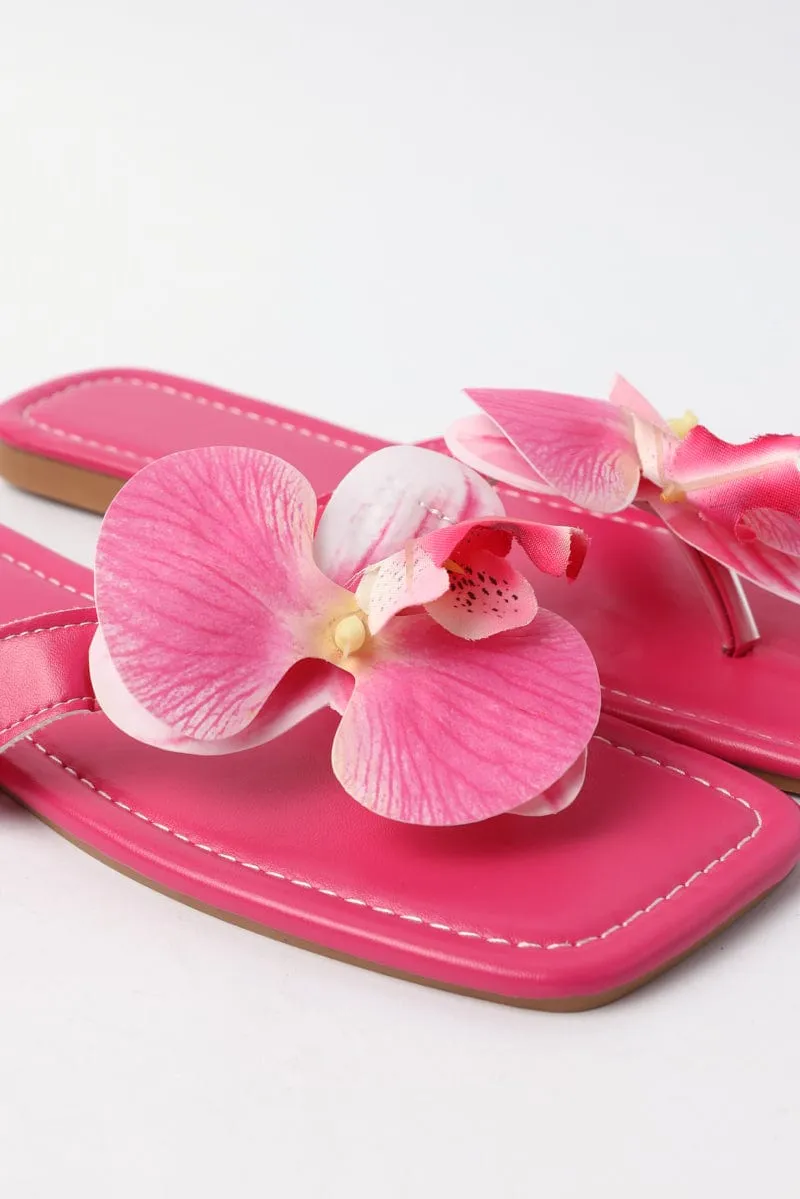 Pink Orchid Decor Flat Sandals
