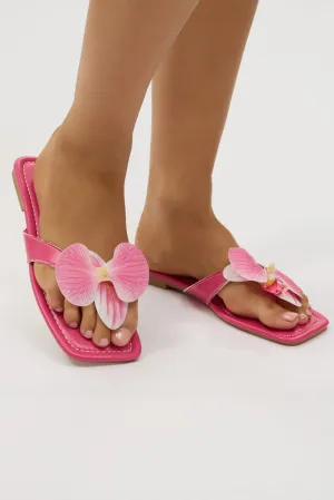 Pink Orchid Decor Flat Sandals