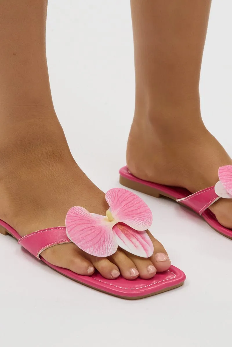 Pink Orchid Decor Flat Sandals