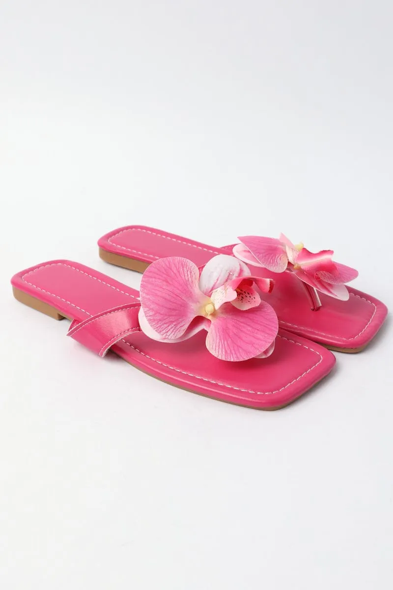 Pink Orchid Decor Flat Sandals