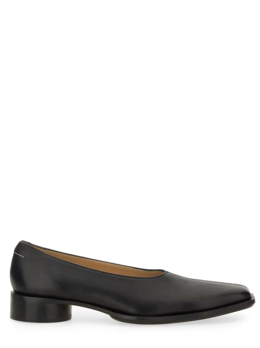 Pointed Toe Leather Ballerina Flats