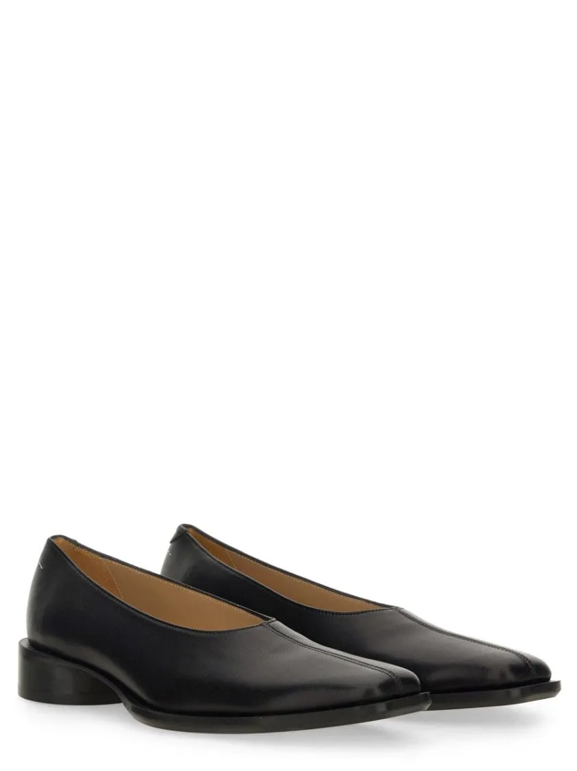 Pointed Toe Leather Ballerina Flats