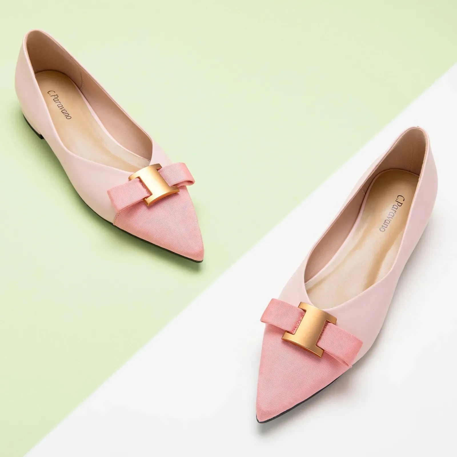Pointed Toe Metal Tie Flats (Aida)SALE