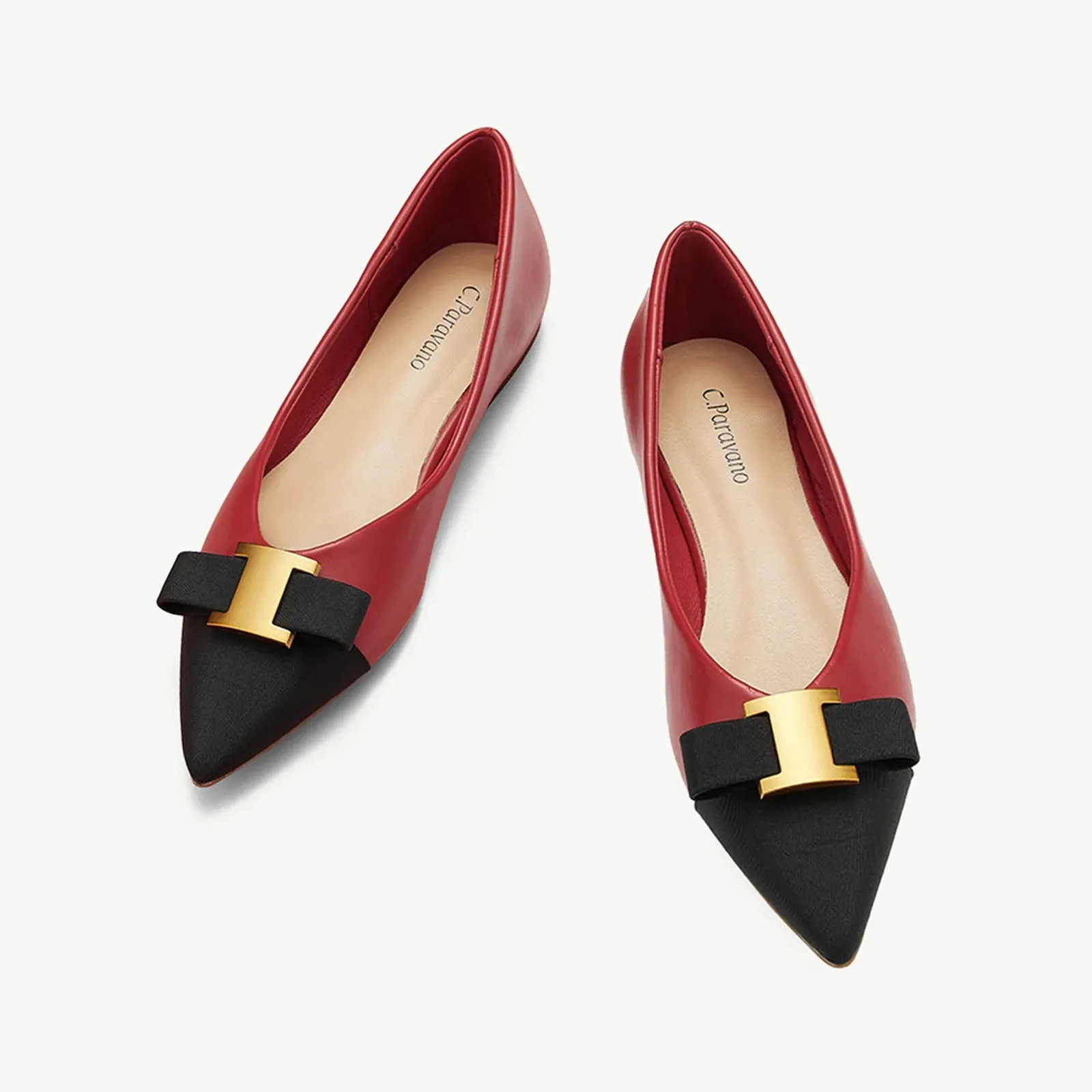 Pointed Toe Metal Tie Flats (Aida)SALE