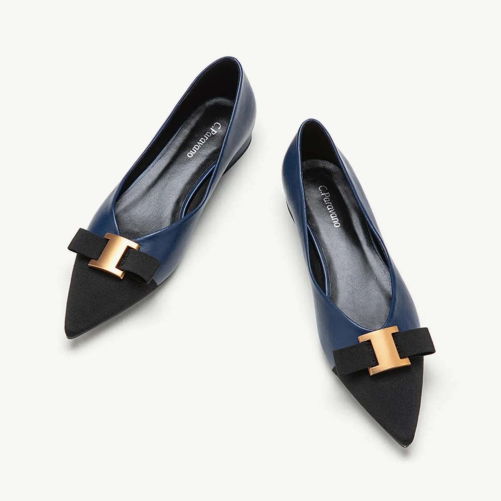 Pointed Toe Metal Tie Flats (Aida)SALE