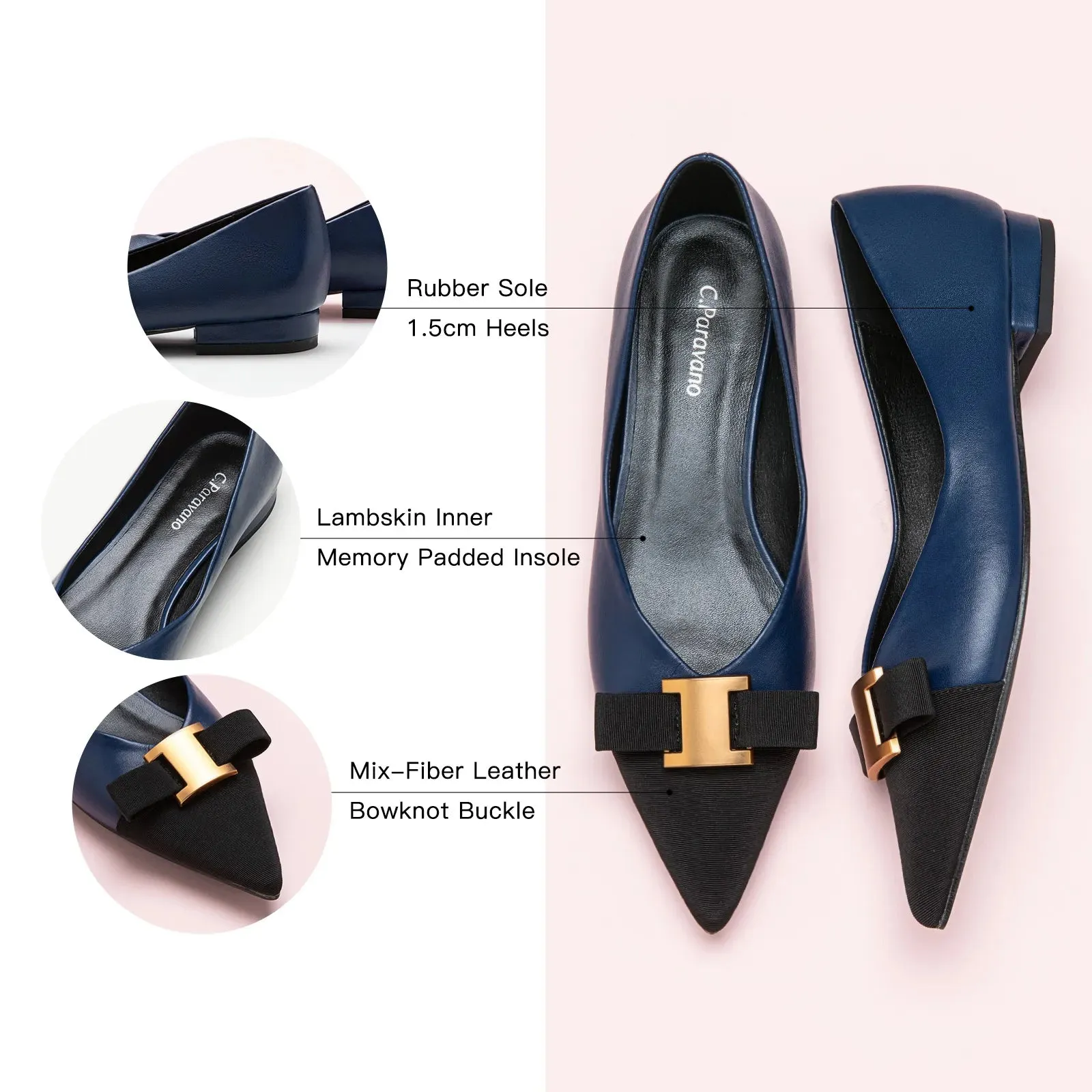 Pointed Toe Metal Tie Flats (Aida)SALE